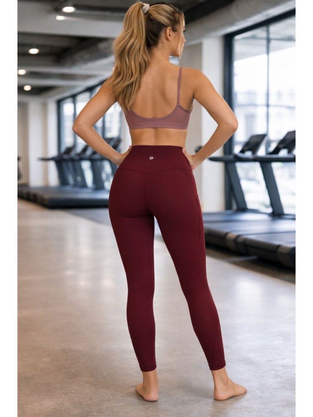 Lululemon size 6 Align High-Rise Leggings pockets 25" inseam Red Merlot